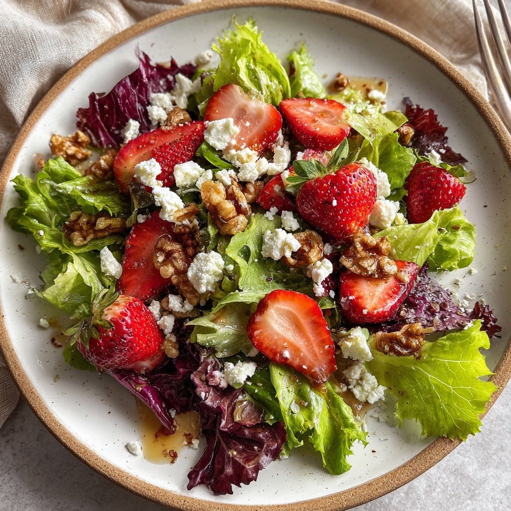 Strawberry Walnut Salad with Cheese