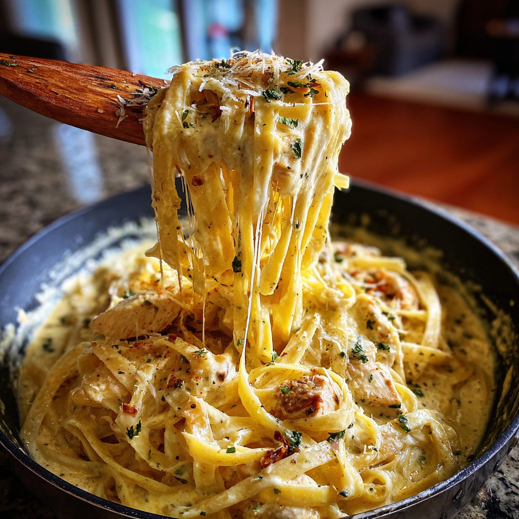 One Pot Creamy Garlic Chicken Pasta