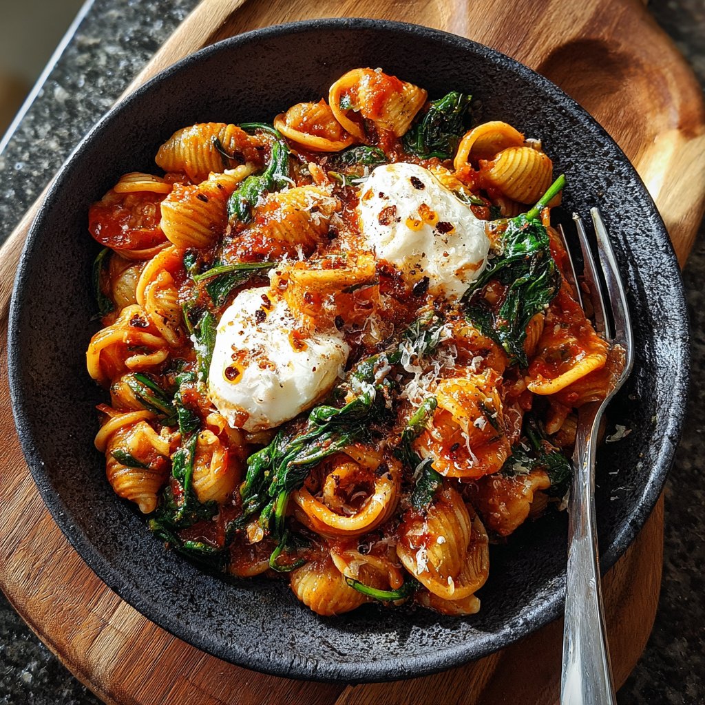 Pasta alla Caprese with Spinach